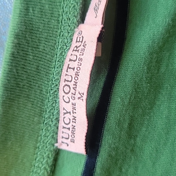 Y2k Vintage Juicy Couture Button Up Tshirt Cardigan Green & Navy Striped SZ:M - Picture 9 of 11